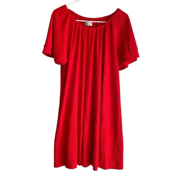 Madewell Texture & Thread Tiered Sleeve Mini Dress Red - Picture 1 of 6